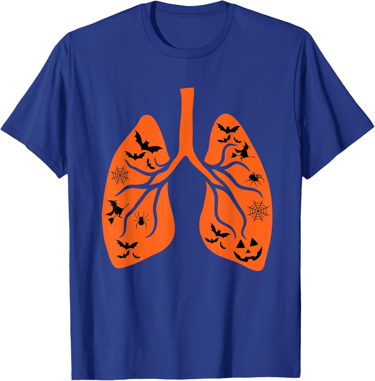 Vintage Respiratory Therapist RT Lung Pumpkin Bats Halloween T-Shirt - T-Shirt | Royal