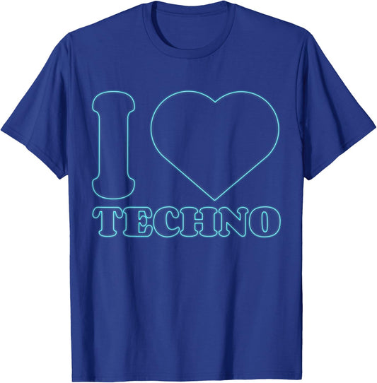 I Love Techno Stuff for Techno Music Lover | Techno T-Shirt - T-Shirt | Royal