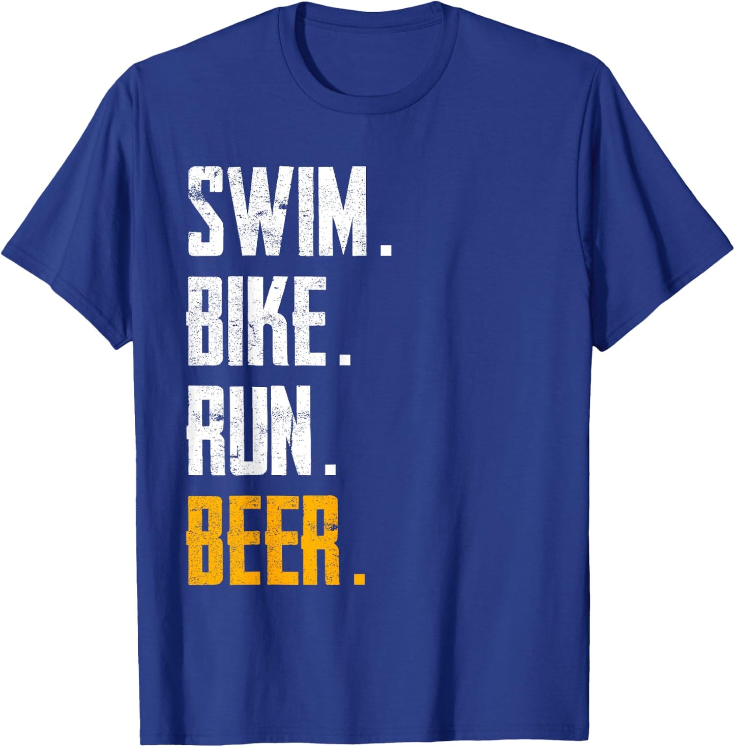Swim Bike Run Beer Funny Triathlon T-Shirt - T-Shirt | Royal