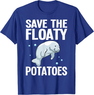 Funny Manatee Designs Women Floaty Potato Sea Cows T-Shirt - T-Shirt | Royal