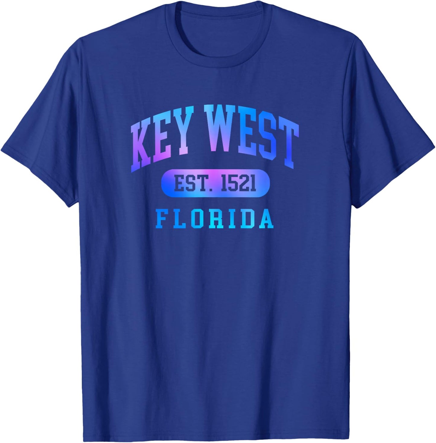Key West Florida Colorful Arched Text Vacation Souvenir T-Shirt - T-Shirt | Royal