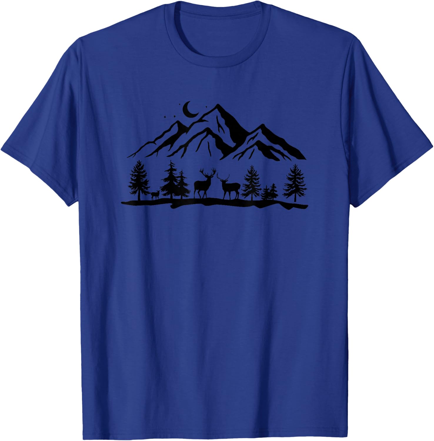 Mountain Landscape Deer Wild Wildlife Nature T-Shirt - T-Shirt | Royal
