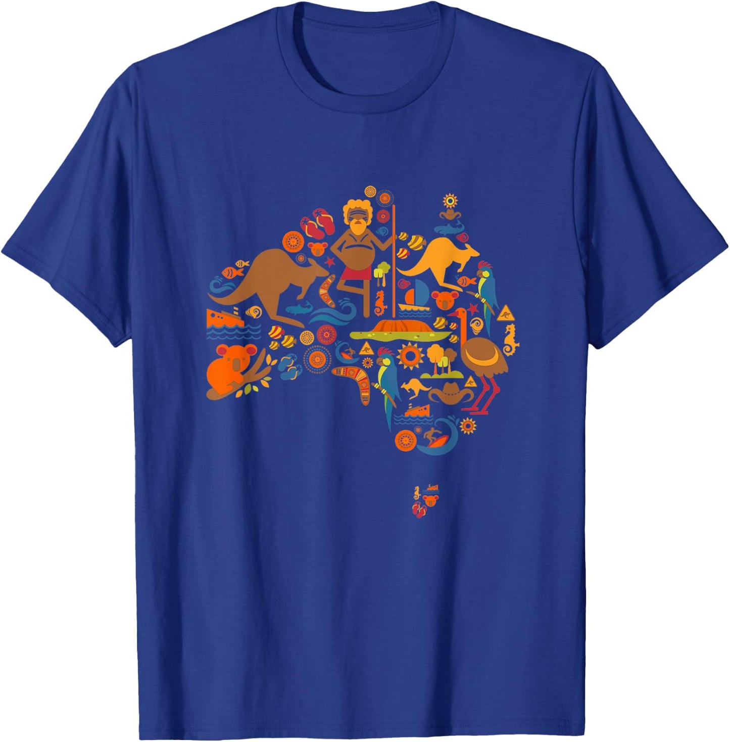 Australia Australian Elements Fun Map T-Shirt - T-Shirt | Royal