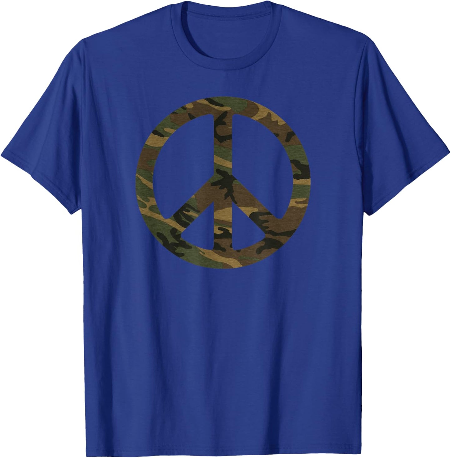 Camo Camouflage Peace Sign Army Peace Symbol Design T-Shirt - T-Shirt | Royal