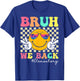 Bruh We Back Elementary Retro Smile Face Back To School T-Shirt - T-Shirt | Royal