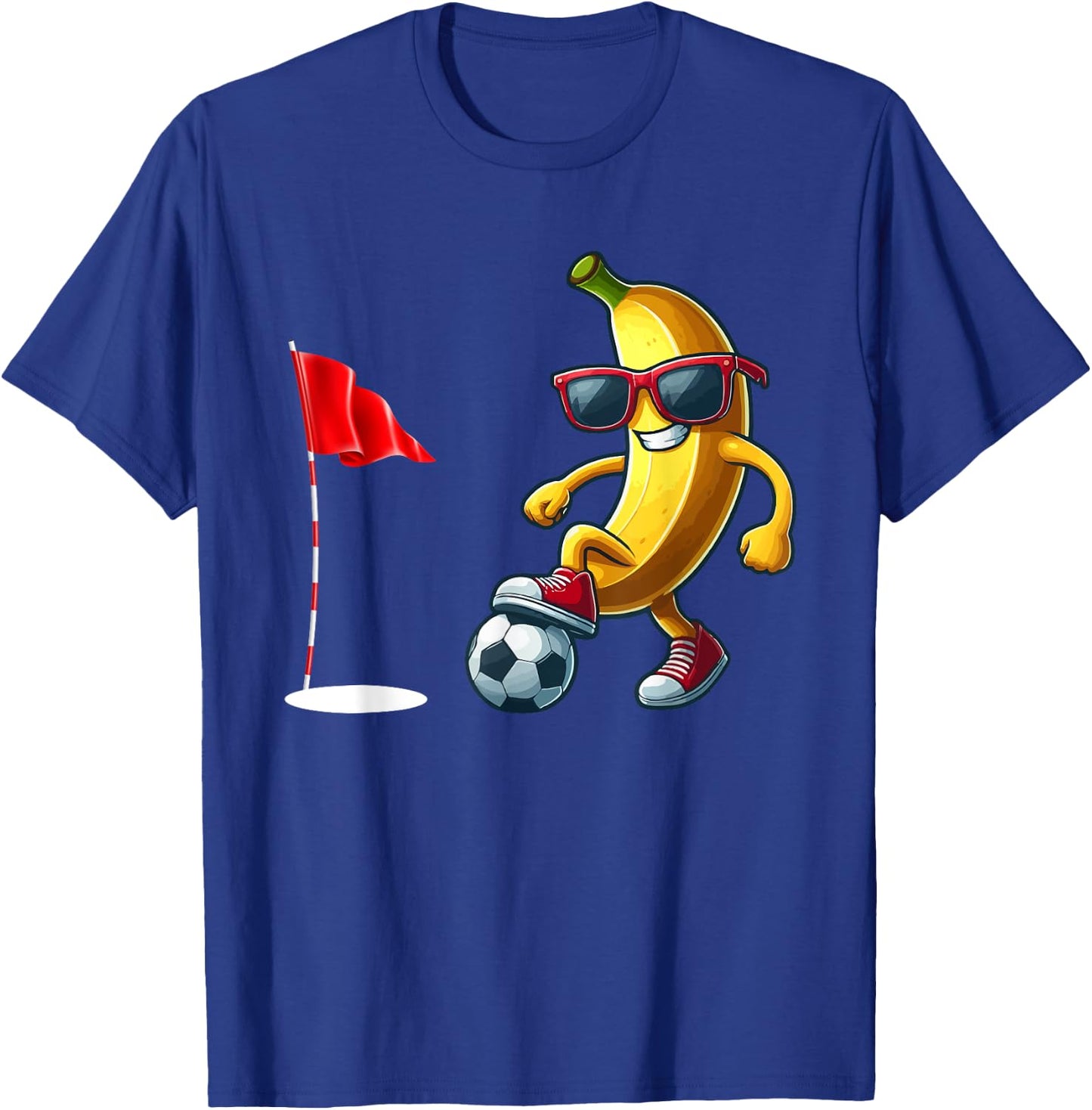 Banana Sunglasses Playing Footgolf Funny Fruit Sport Player T-Shirt - T-Shirt | Royal