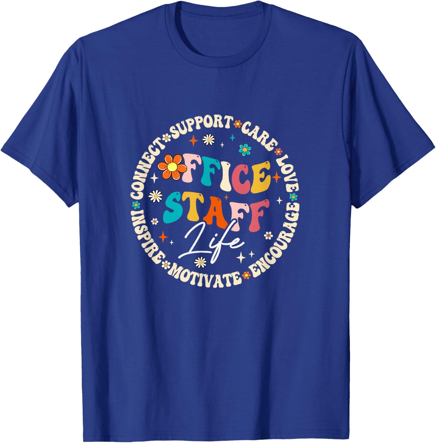 Office Staff Life Appreciation Week Back To School Groovy T-Shirt - T-Shirt | Royal