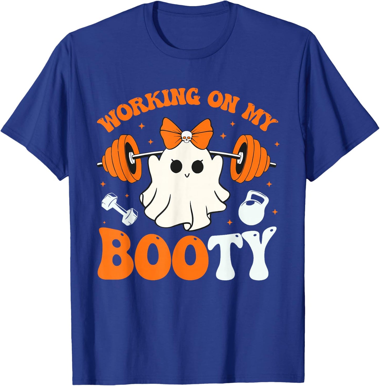 Funny Working On My Booty Ghost Boo Gym Ghost Pun Halloween T-Shirt - T-Shirt | Royal