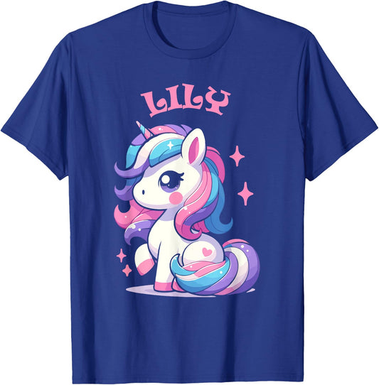 Lily Cute Unicorn Design for Girls Name Lily T-Shirt - T-Shirt | Royal