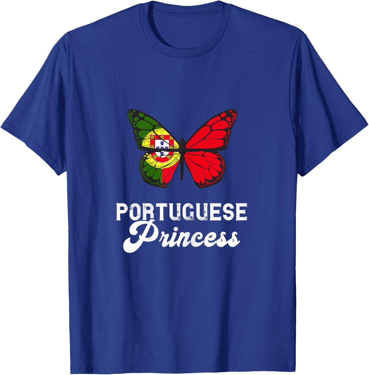 Portuguese Princess Proud Butterfly Portugal Flag Roots T-Shirt - T-Shirt | Royal