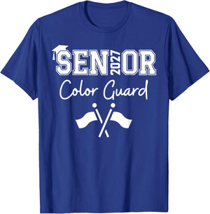 Senior Color Guard Class of 2027 Marching Band Crossed Flag T-Shirt - T-Shirt | Royal