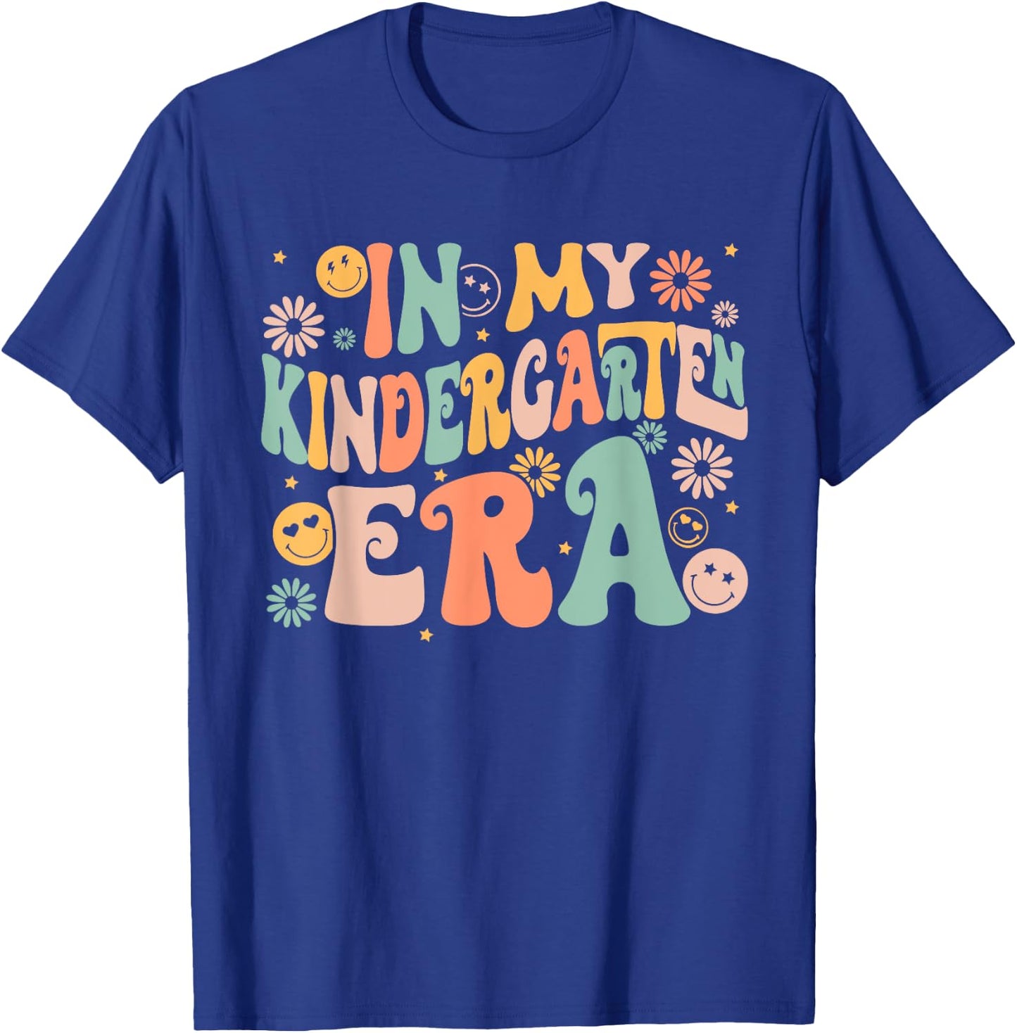 In My Kindergarten Era Retro Back to School Teacher Student T-Shirt - T-Shirt | Royal