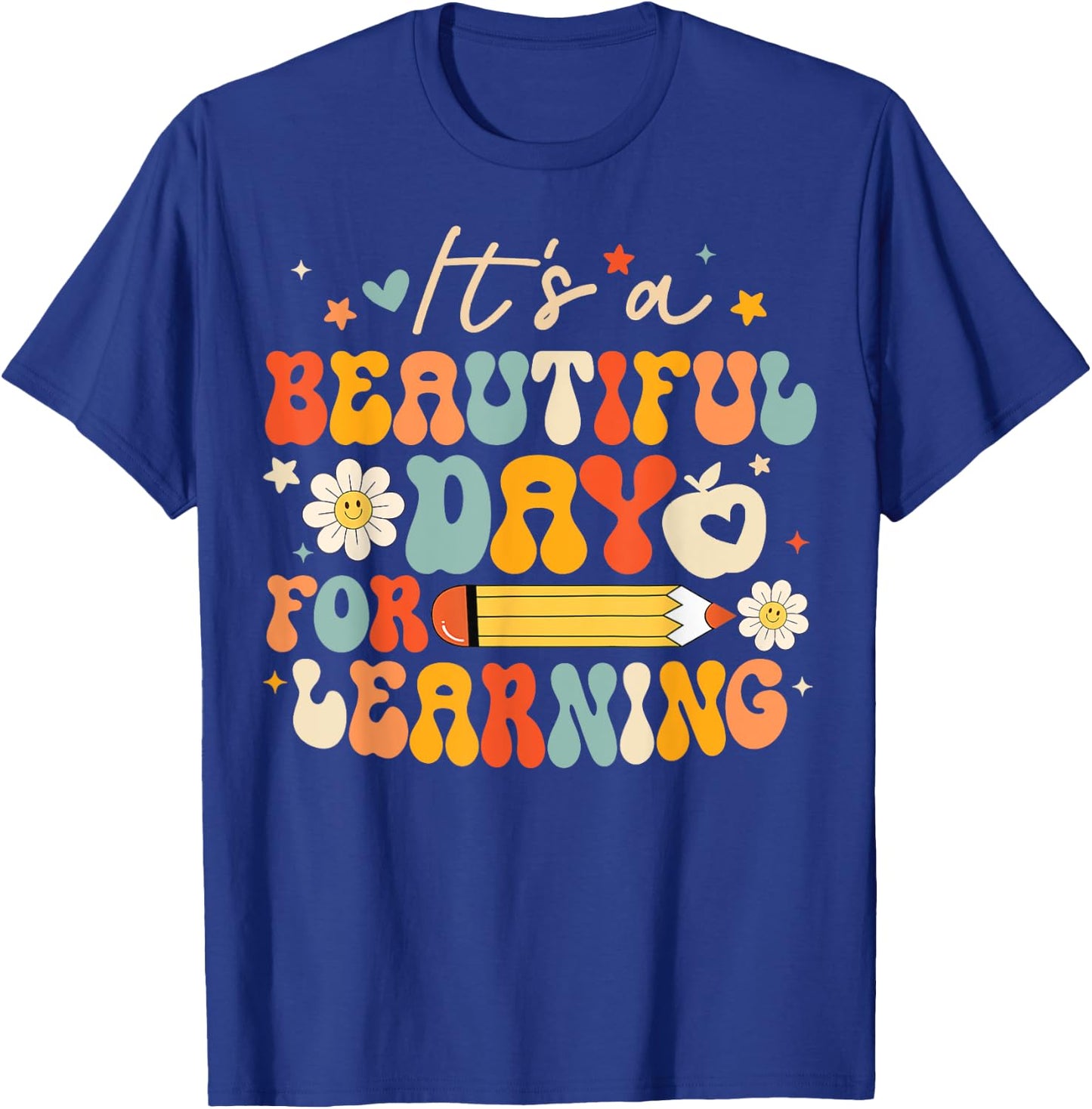 It's Beautiful Day For Learning Back To School Retro Teacher Women Kids T-Shirt - T-Shirt | Royal