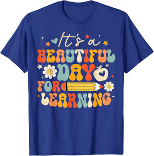 It's Beautiful Day For Learning Back To School Retro Teacher Women Kids T-Shirt - T-Shirt | Royal