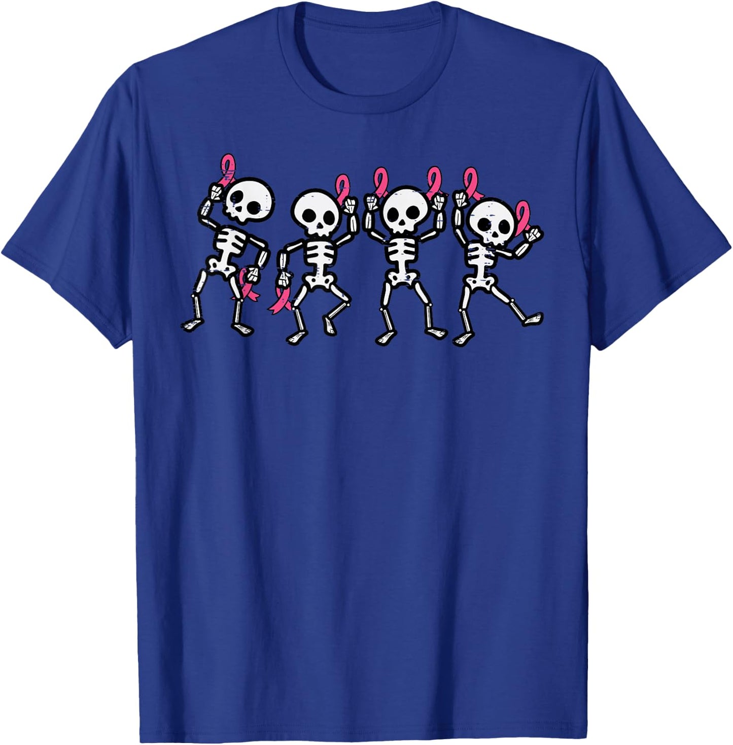 Breast Cancer Skeletons Pink Ribbon Awareness Women Kids Men T-Shirt - T-Shirt | Royal