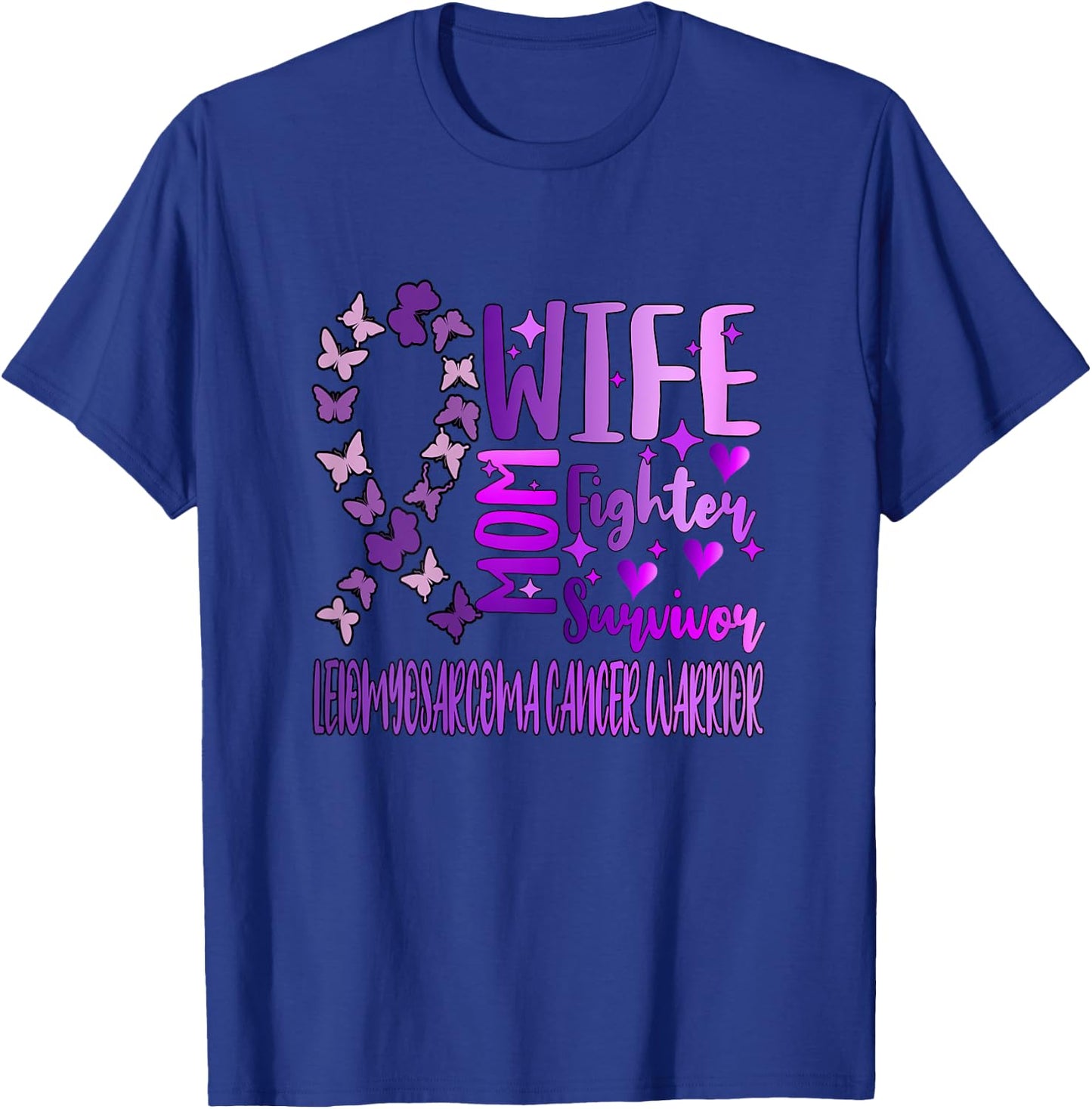 Leiomyosarcoma Cancer Wife Mom Warrior LMS Purple Ribbon T-Shirt - T-Shirt | Royal