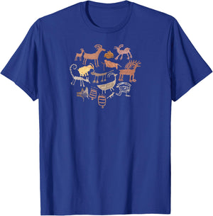 Animal Petroglyphs. Rock Art. T-Shirt - T-Shirt | Royal