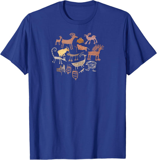 Animal Petroglyphs. Rock Art. T-Shirt - T-Shirt | Royal