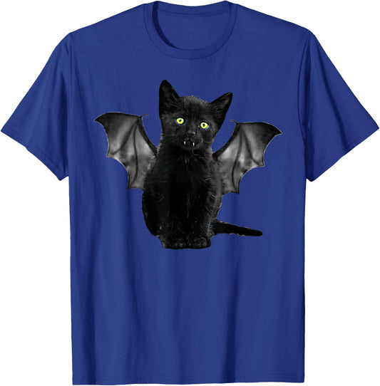 Halloween Batcat Black Cat Kitten Bat Funny Design T-Shirt - T-Shirt | Royal