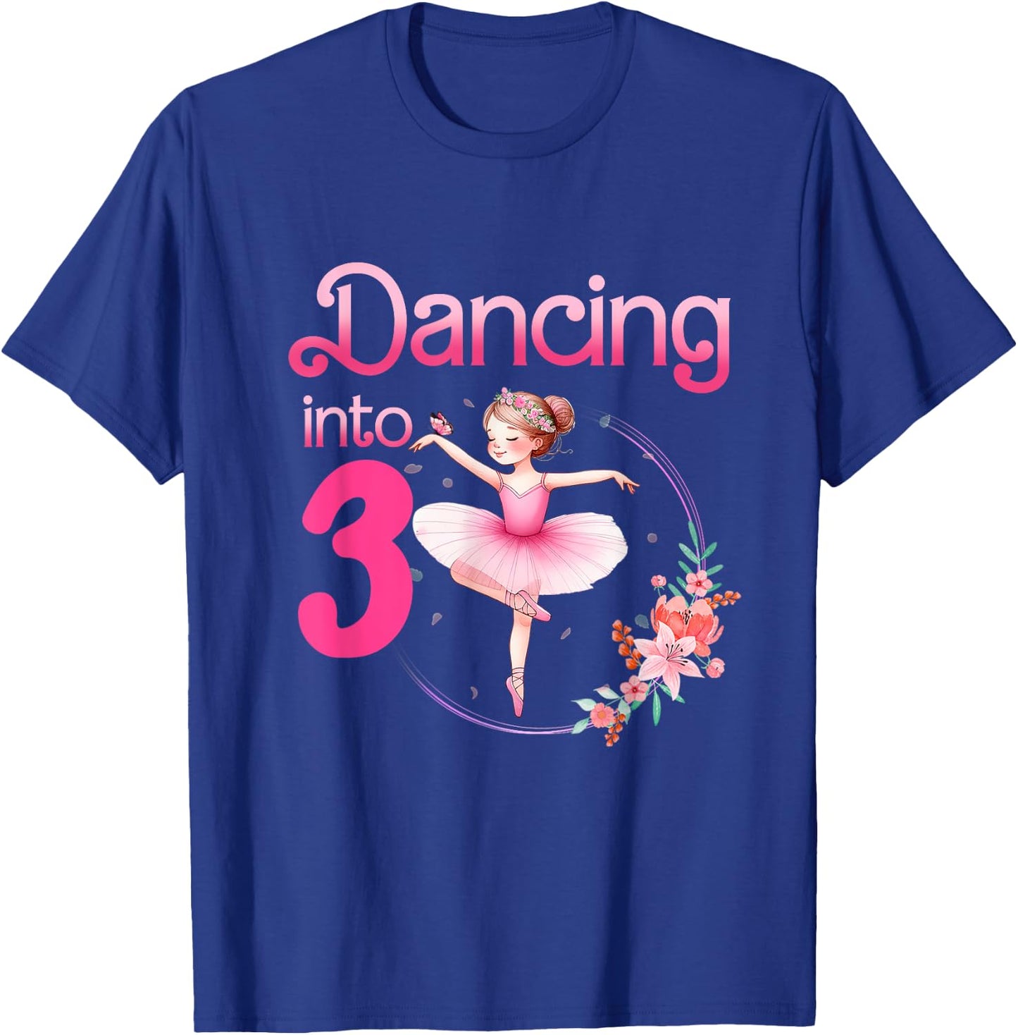 Dancing Into 3 Ballerina 3rd Birthday Party Ballet Girls T-Shirt - T-Shirt | Royal