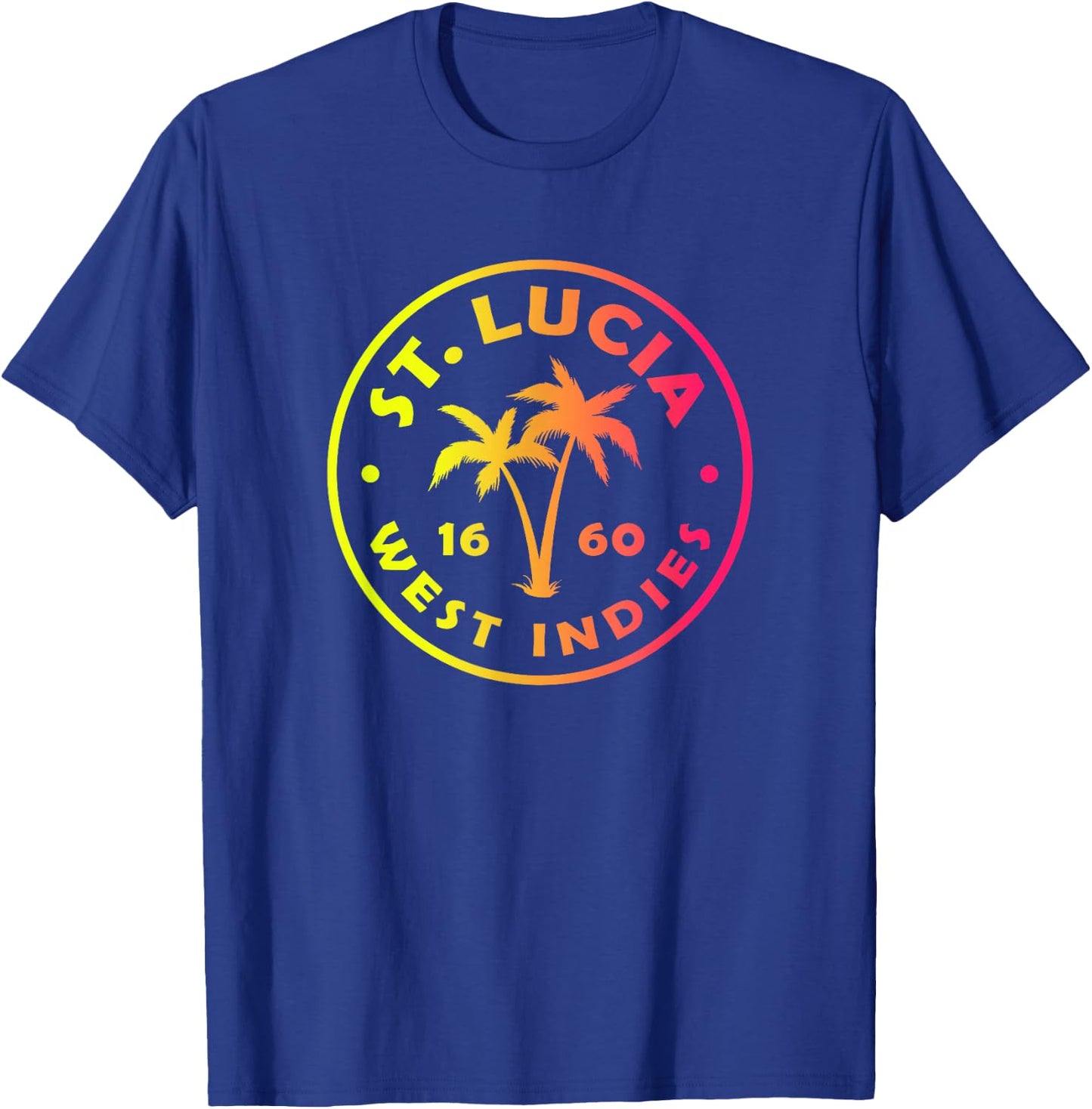 St Lucia Colorful Palm Tree Tie Dye Boys Girls Souvenir T-Shirt - T-Shirt | Royal