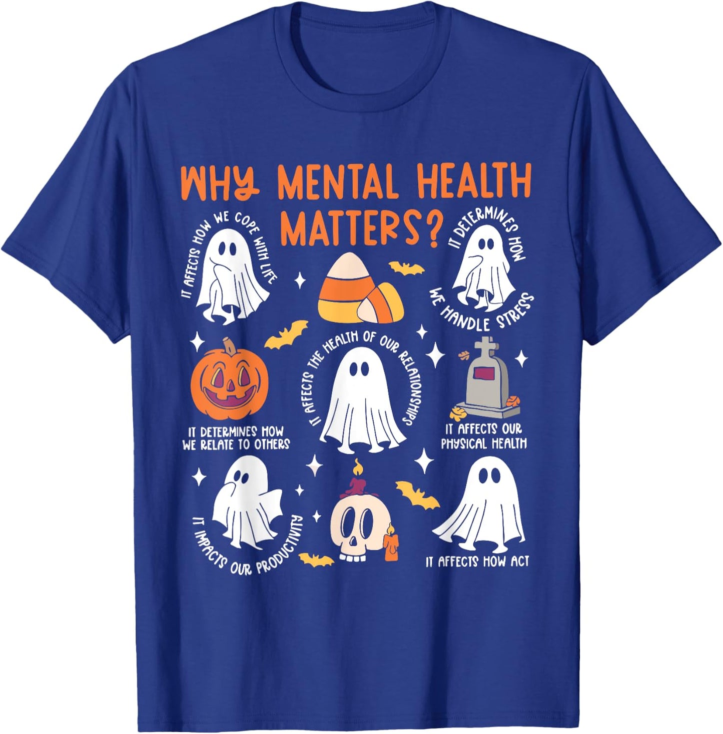Mental Health Ghost Halloween Therapist School Psychologist T-Shirt - T-Shirt | Royal