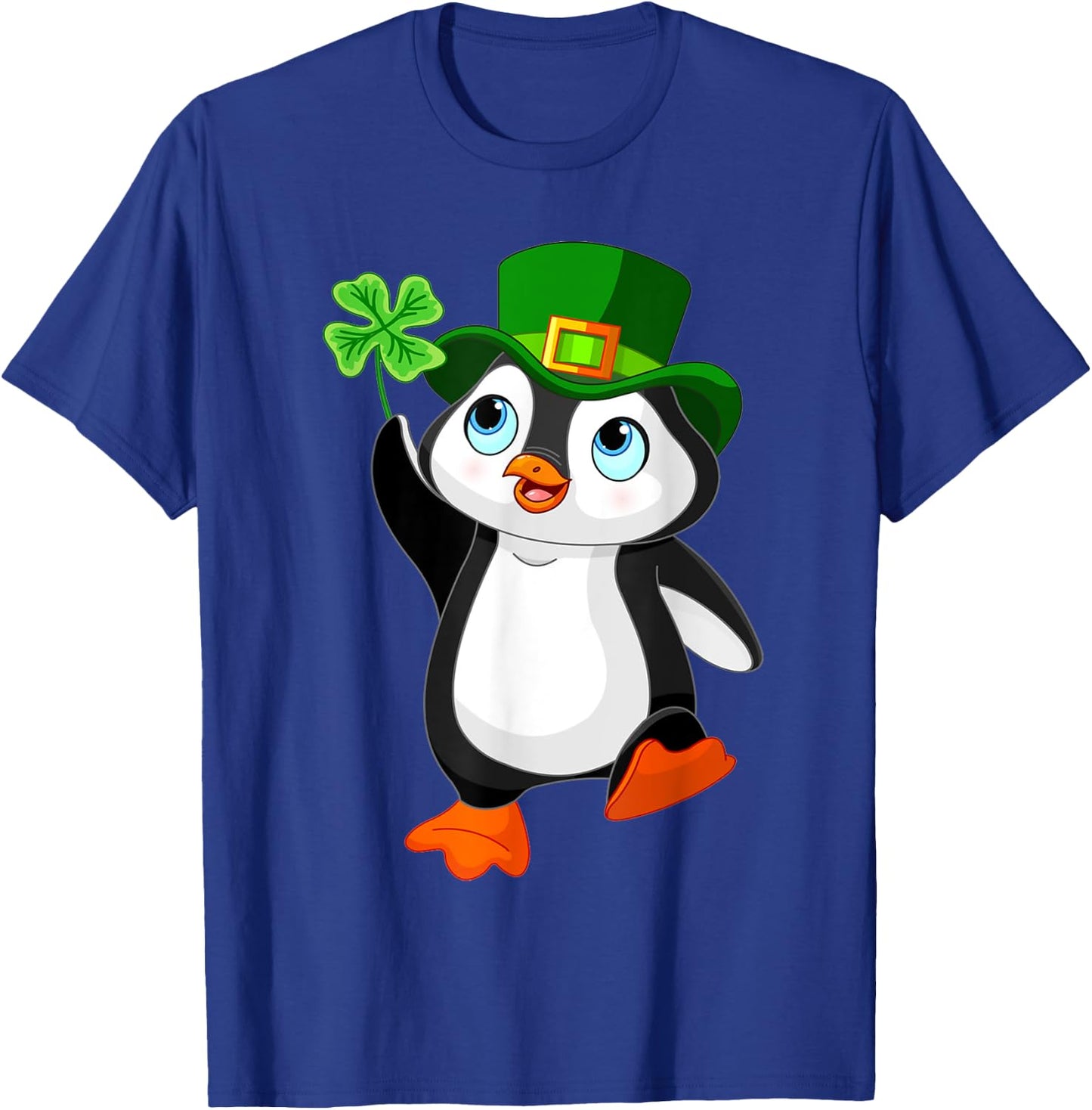 St. Patrick's Day Penguin Shirt, Irish, Shamrock, Clover T-Shirt - T-Shirt | Royal