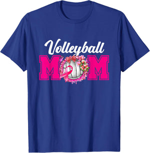 Volleyball Mom Pink Ribbon Breast Cancer Fighter Sport Fan T-Shirt - T-Shirt | Royal