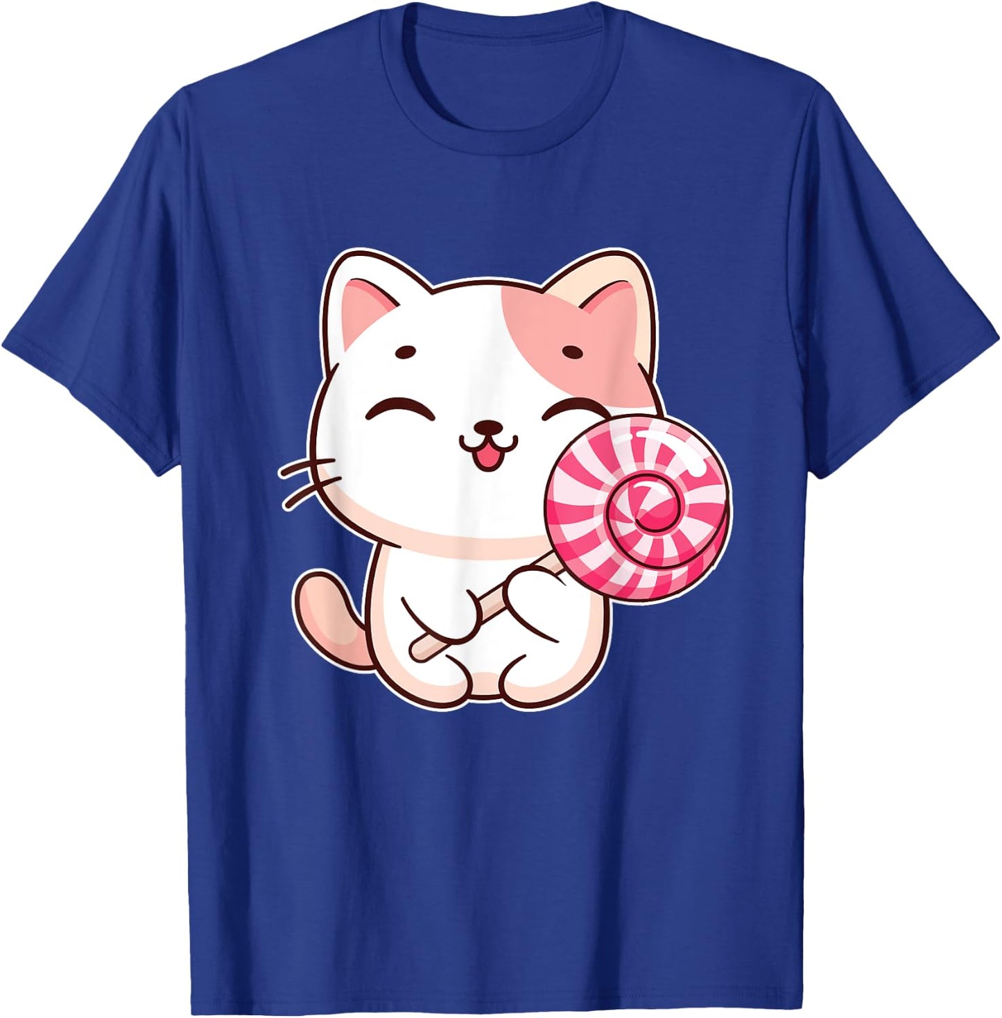 Kawaii Cat With Lollipop - Lollipop Candy Lovers Sweets T-Shirt - T-Shirt | Royal