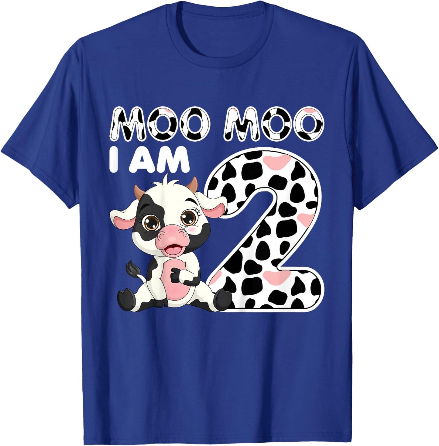 Cow Moo Moo I'm Two - 2 Years Old Cow Lover 2nd Birthday T-Shirt - T-Shirt | Royal