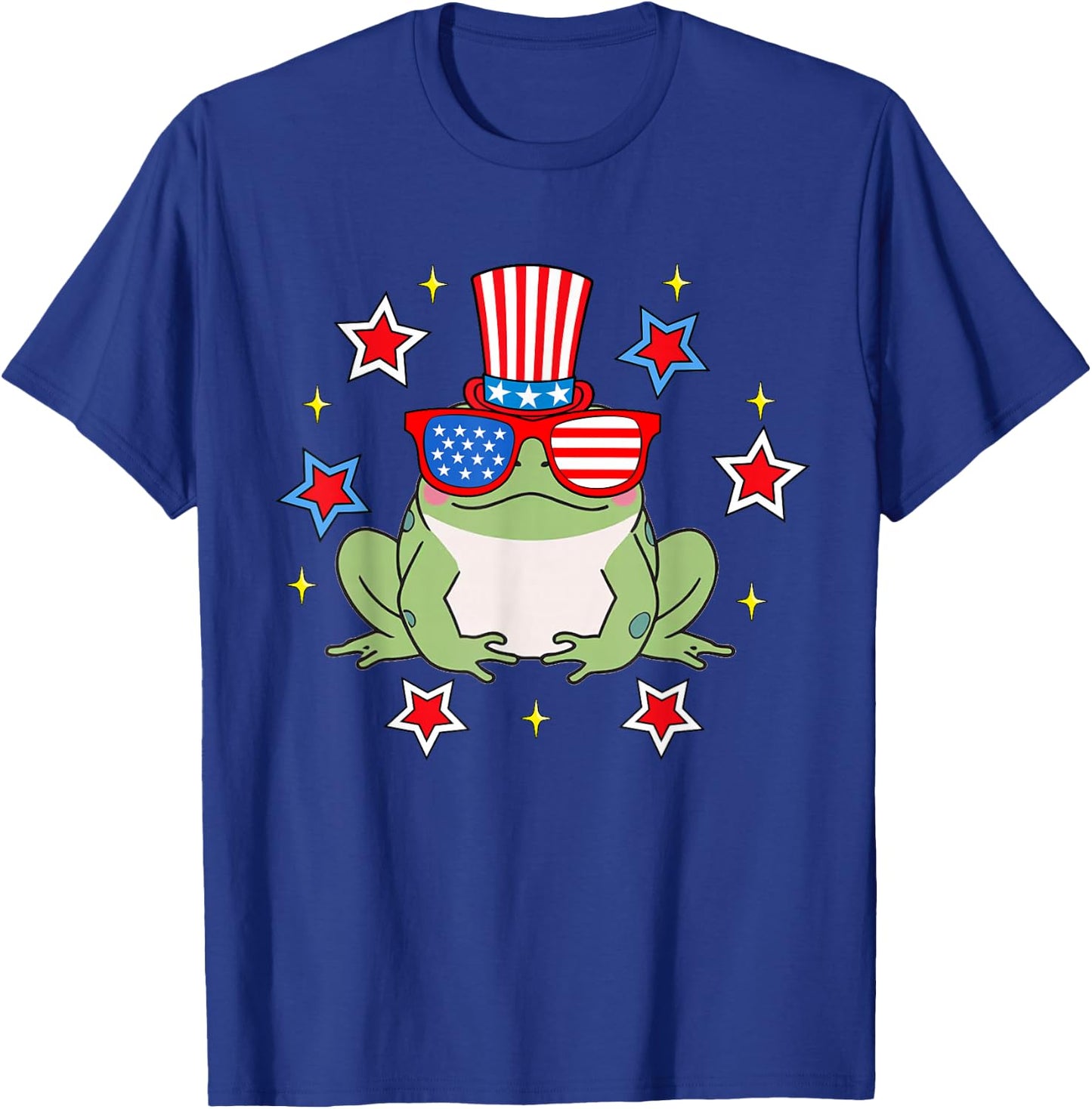 Cute Frog American Flag Patriotic Funny 4th of July T-Shirt - T-Shirt | Royal