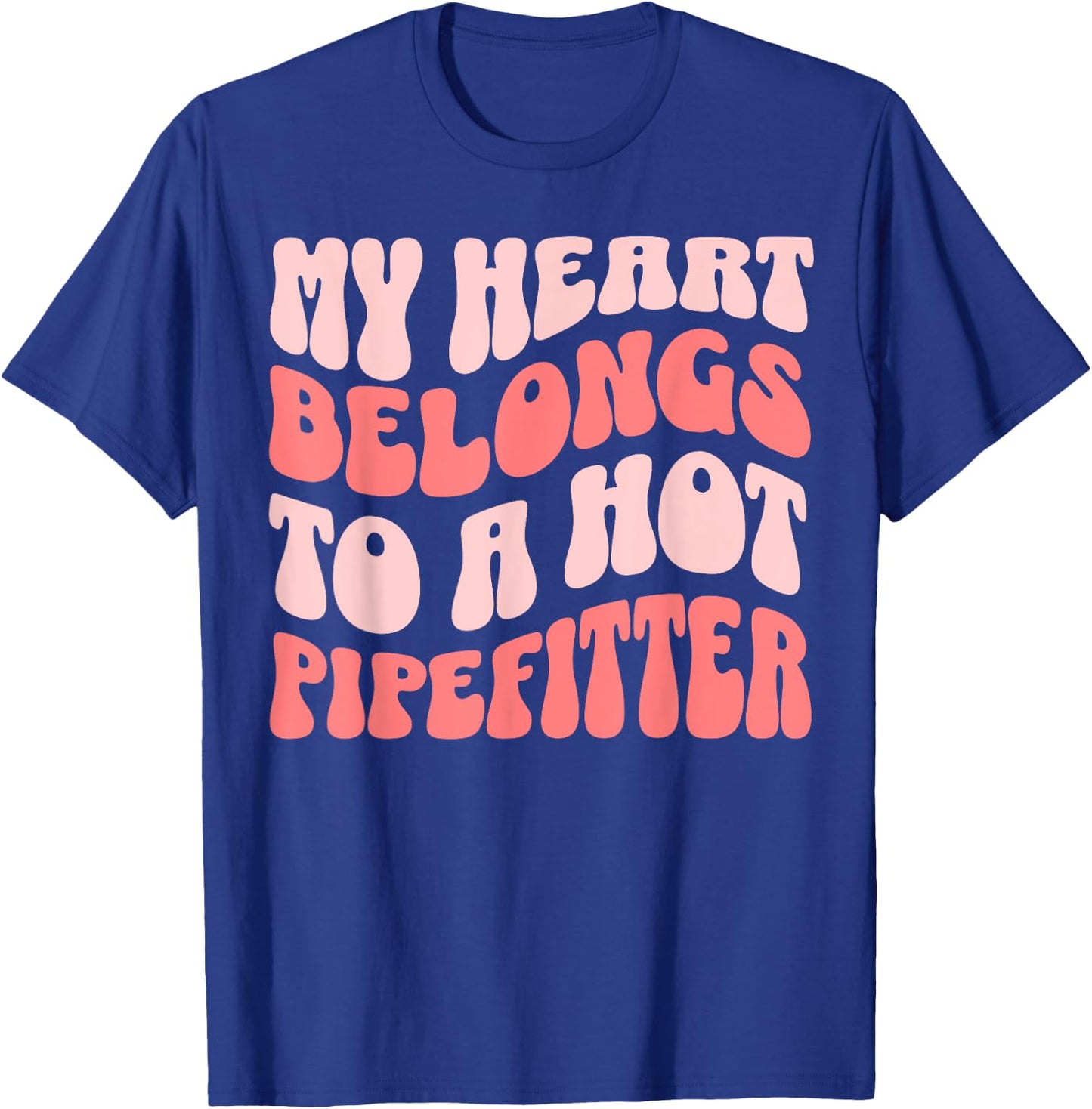 Wife Pipefitter Retro Wavy Girlfriend T-Shirt - T-Shirt | Royal