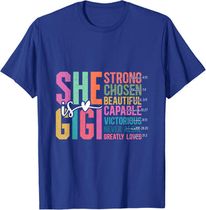 She is Gigi Christian Mother's Day Present For Grandma Women T-Shirt - T-Shirt | Royal