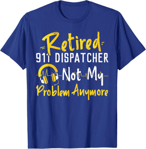 911 Dispatcher Thin Gold Yellow Line Retirement Retired 911 T-Shirt - T-Shirt | Royal
