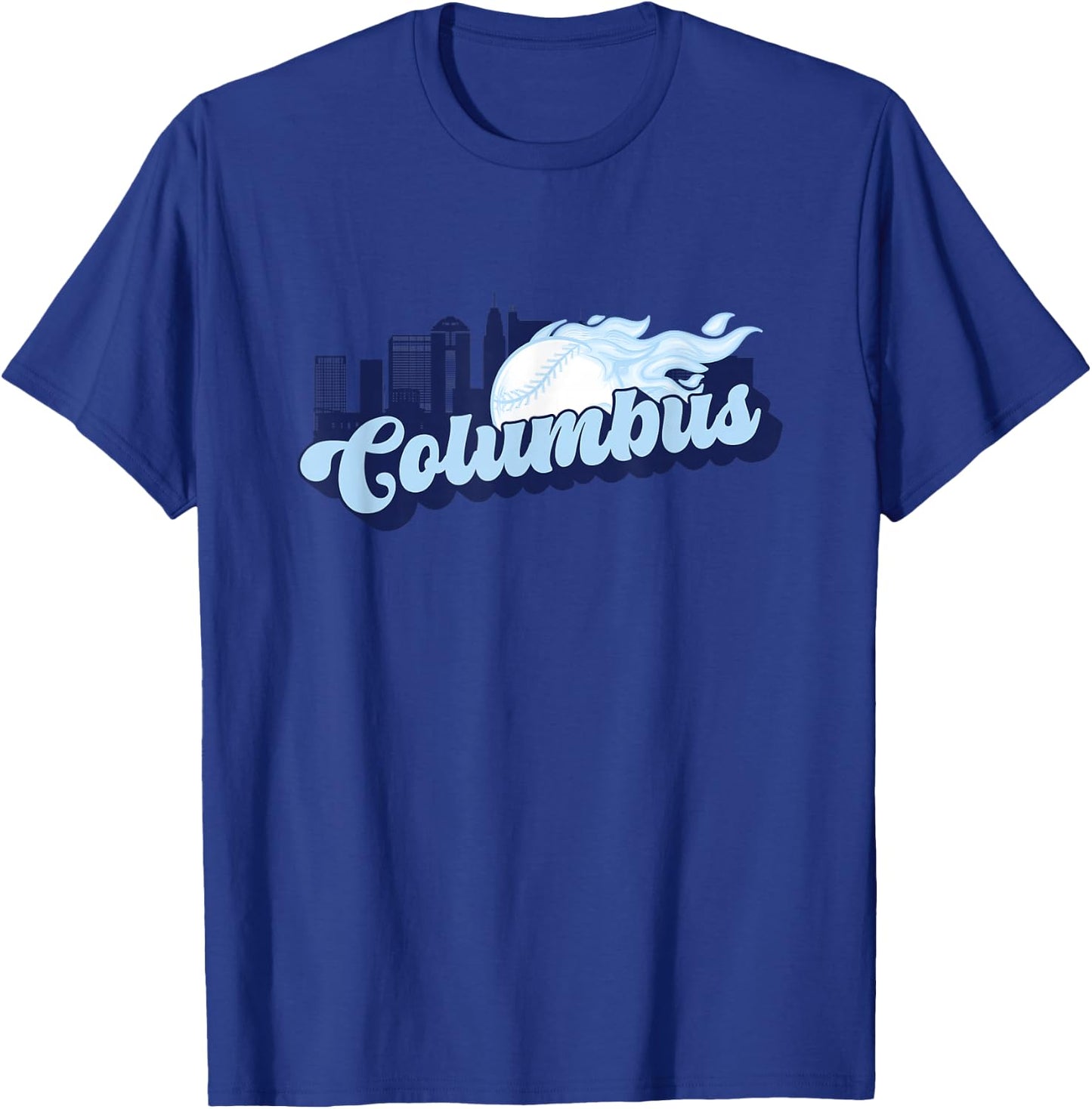 Columbus Baseball Vintage City Skyline Retro Baseball Lover T-Shirt - T-Shirt | Royal