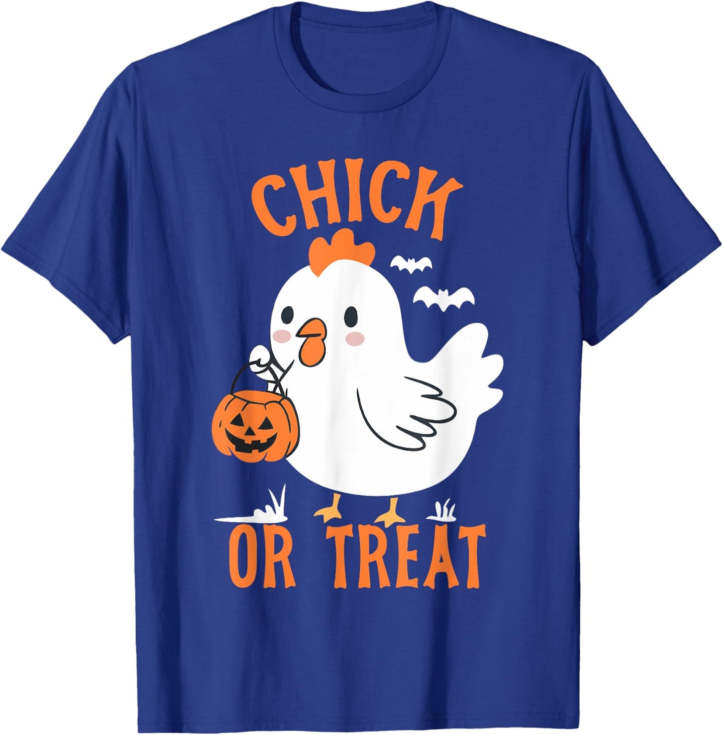Chick Or Treat Shirt Funny Chicken Halloween Kids Girl Boy T-Shirt - T-Shirt | Royal