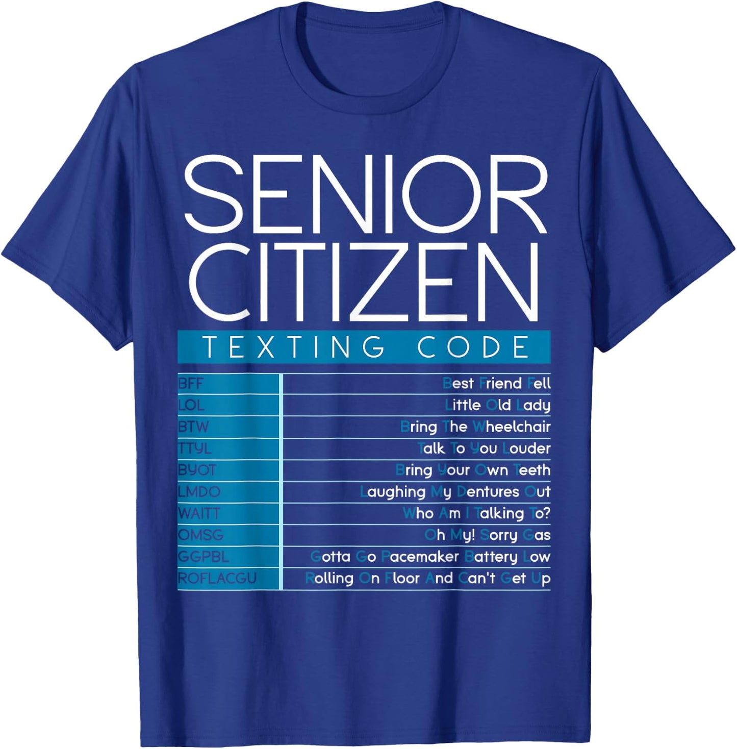 Funny Senior Citizen Texting Code Cool Grandpa Grandma T-Shirt - T-Shirt | Royal