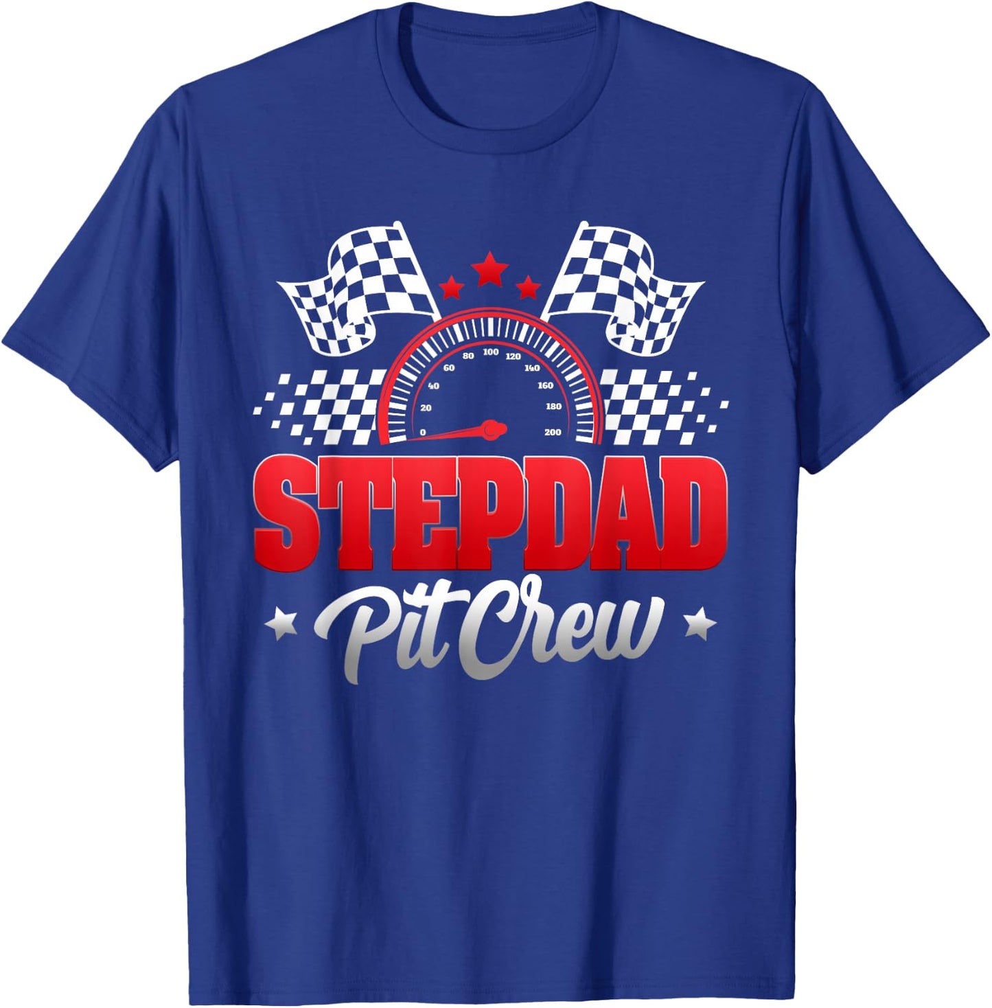 Stepdad Pit Crew Race Car Birthday Family Matching T-Shirt - T-Shirt | Royal