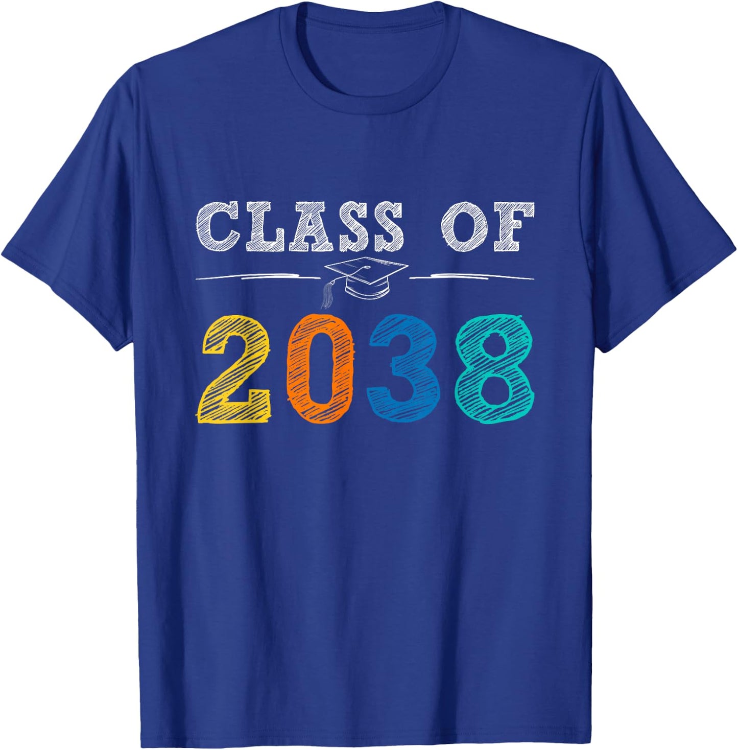Class Of 2038 Grow With Me Graduation First Day of School T-Shirt - T-Shirt | Royal