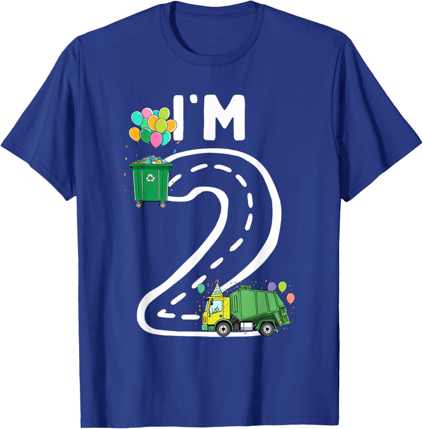 I'm 2 Two Years Old Garbage Truck 2nd Birthday Boy Kids T-Shirt - T-Shirt | Royal