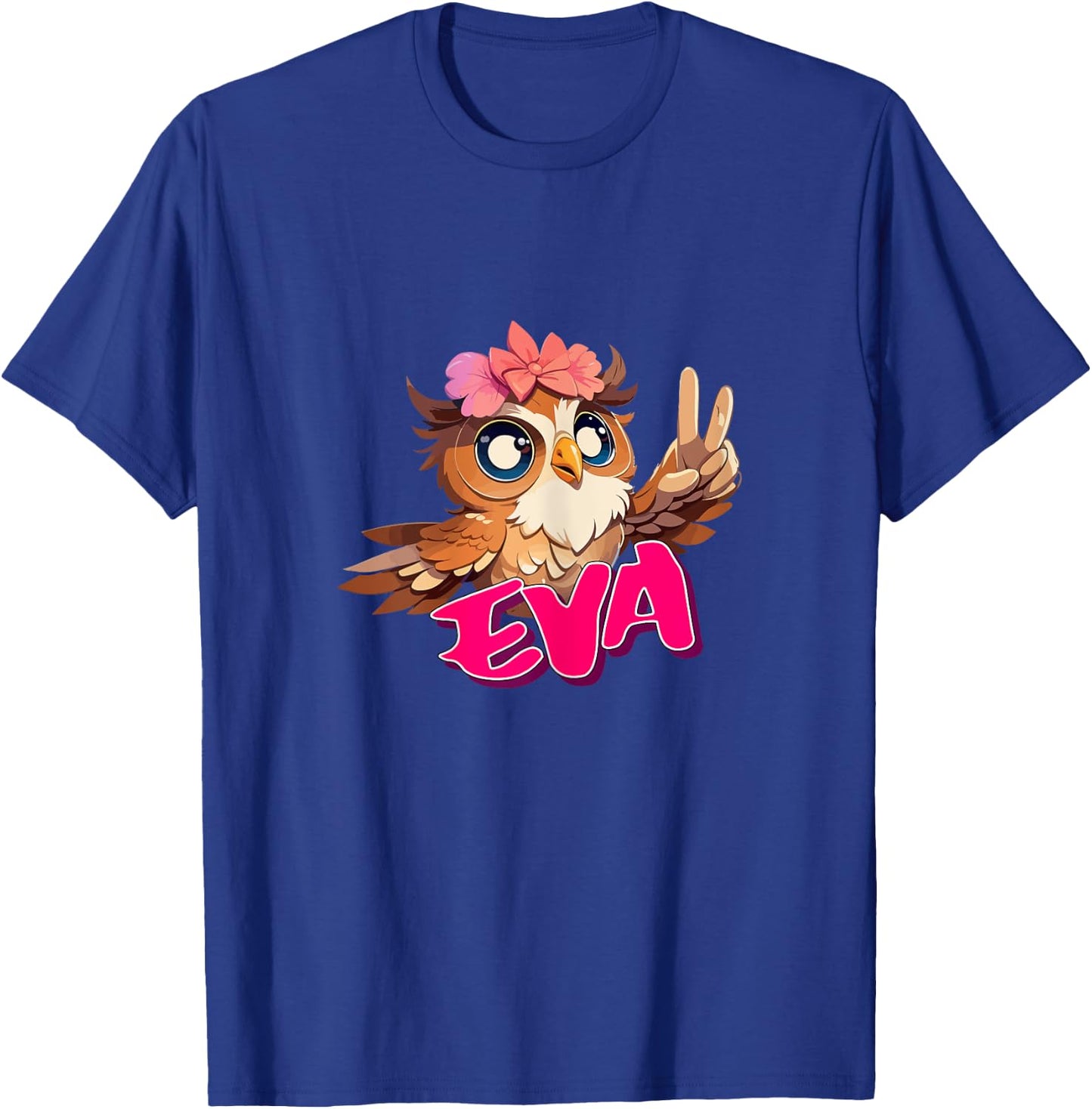 EVA - Adorable girl name with cute OWL T-Shirt - T-Shirt | Royal