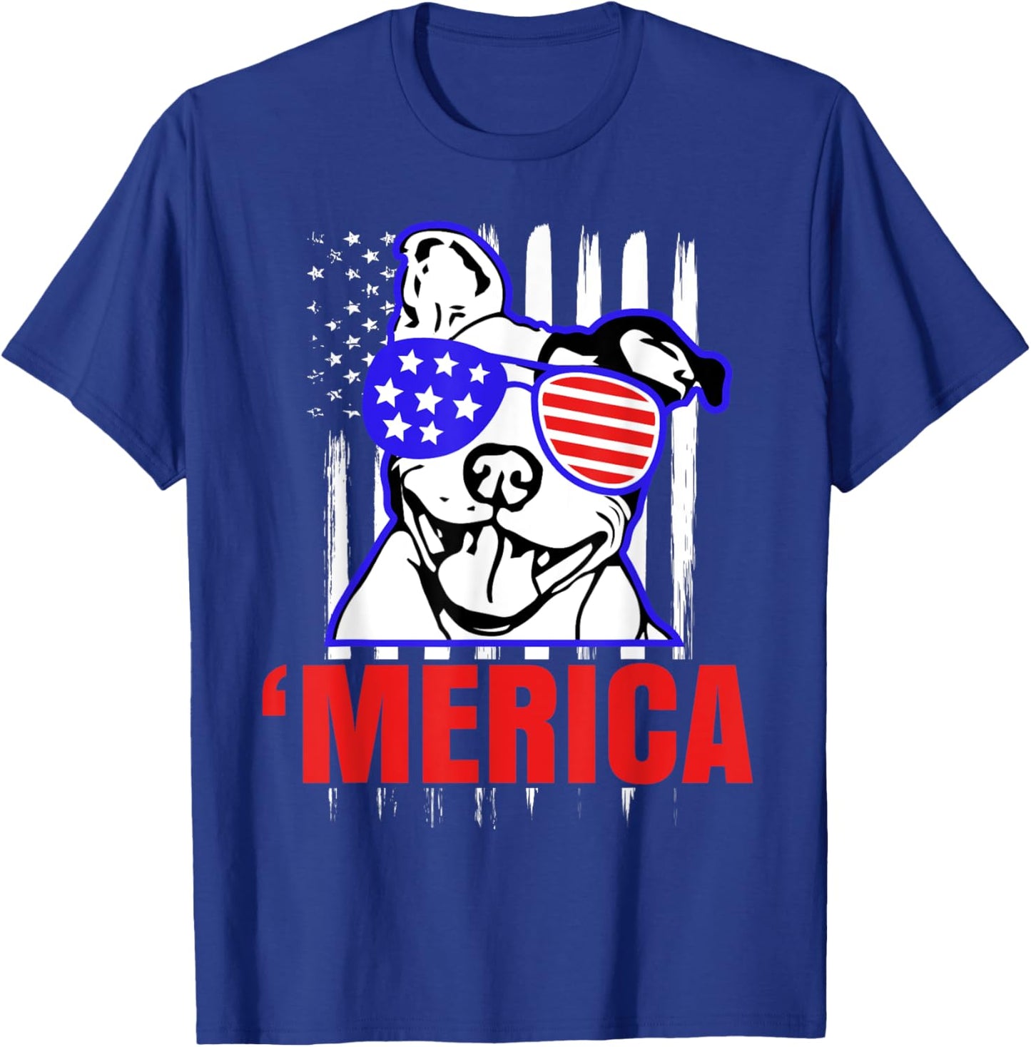'Merica Funny Pitbull Shirt America Parody Party Pit Bull T-Shirt - T-Shirt | Royal