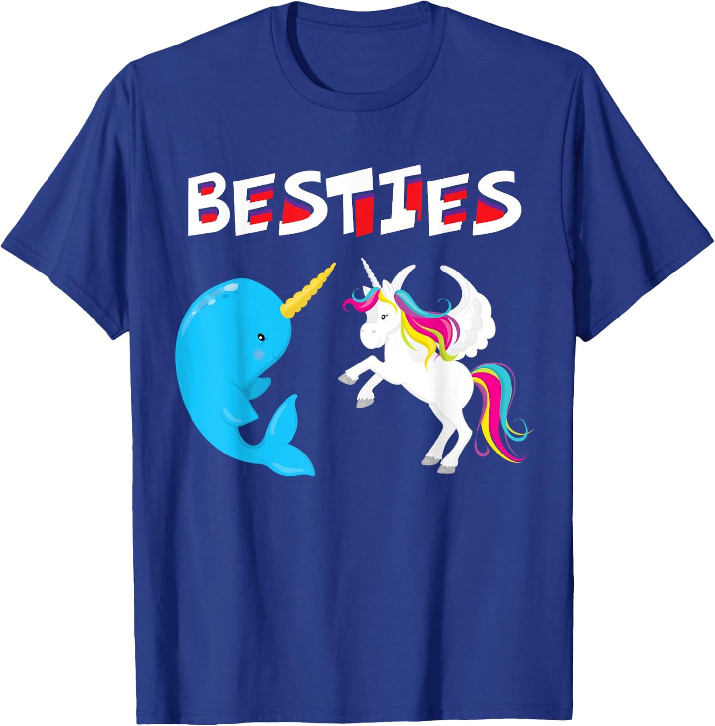 Besties Funny Unicorn and Narwhal Narwhale T-Shirt - T-Shirt | Royal