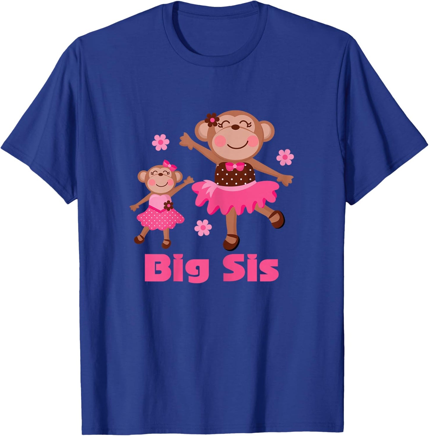 Big Sis Ballerina Girls Monkey Sister Announcement T-Shirt - T-Shirt | Royal