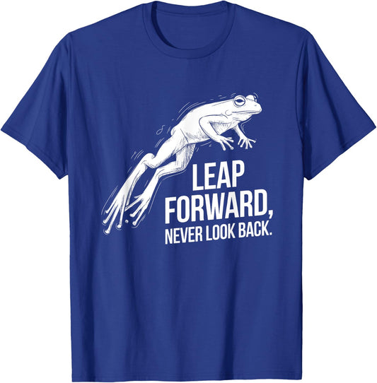 Leap Forward, Never Look Back - Bold Frog Animal Design T-Shirt - T-Shirt | Royal