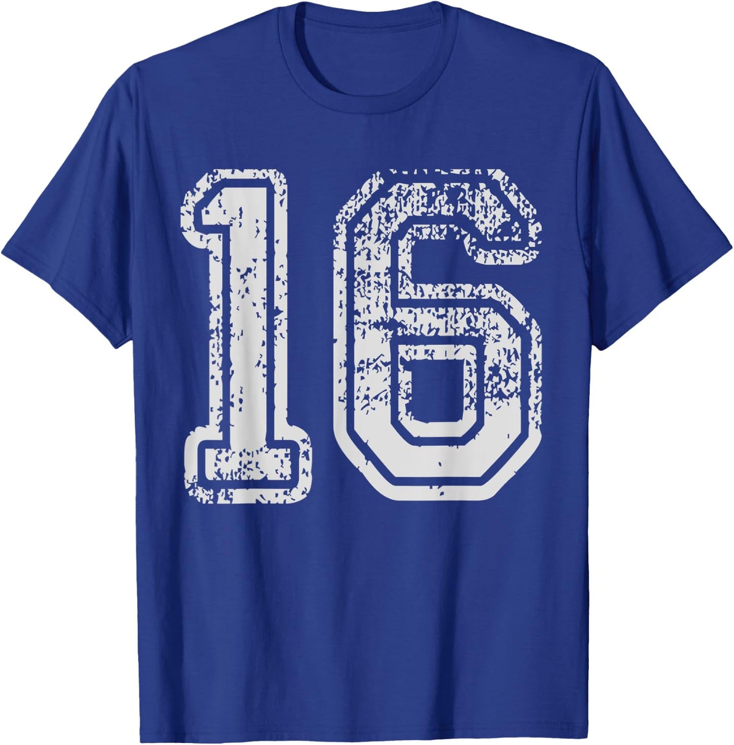 Team Jersey Uniforms Number 16 sixteen School Sport Birthday T-Shirt - T-Shirt | Royal