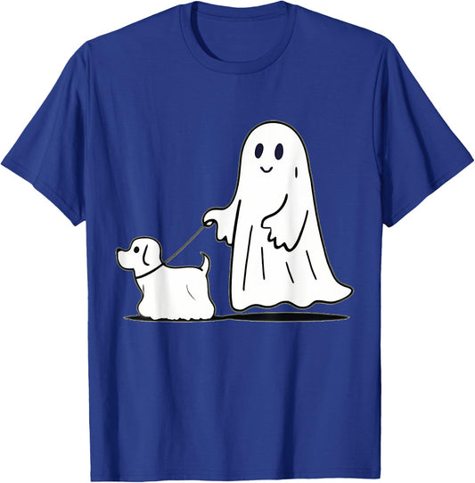 Ghost Walking Dog Ghostie Funny Halloween Dog Lover T-Shirt - T-Shirt | Royal
