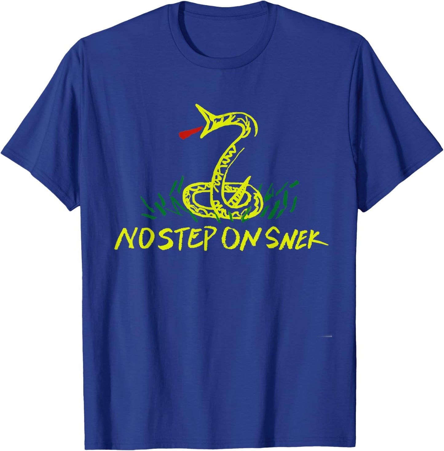 Funny Patriotic No Step On Snek Hand Drawn Gadsden Flag T-Shirt - T-Shirt | Royal