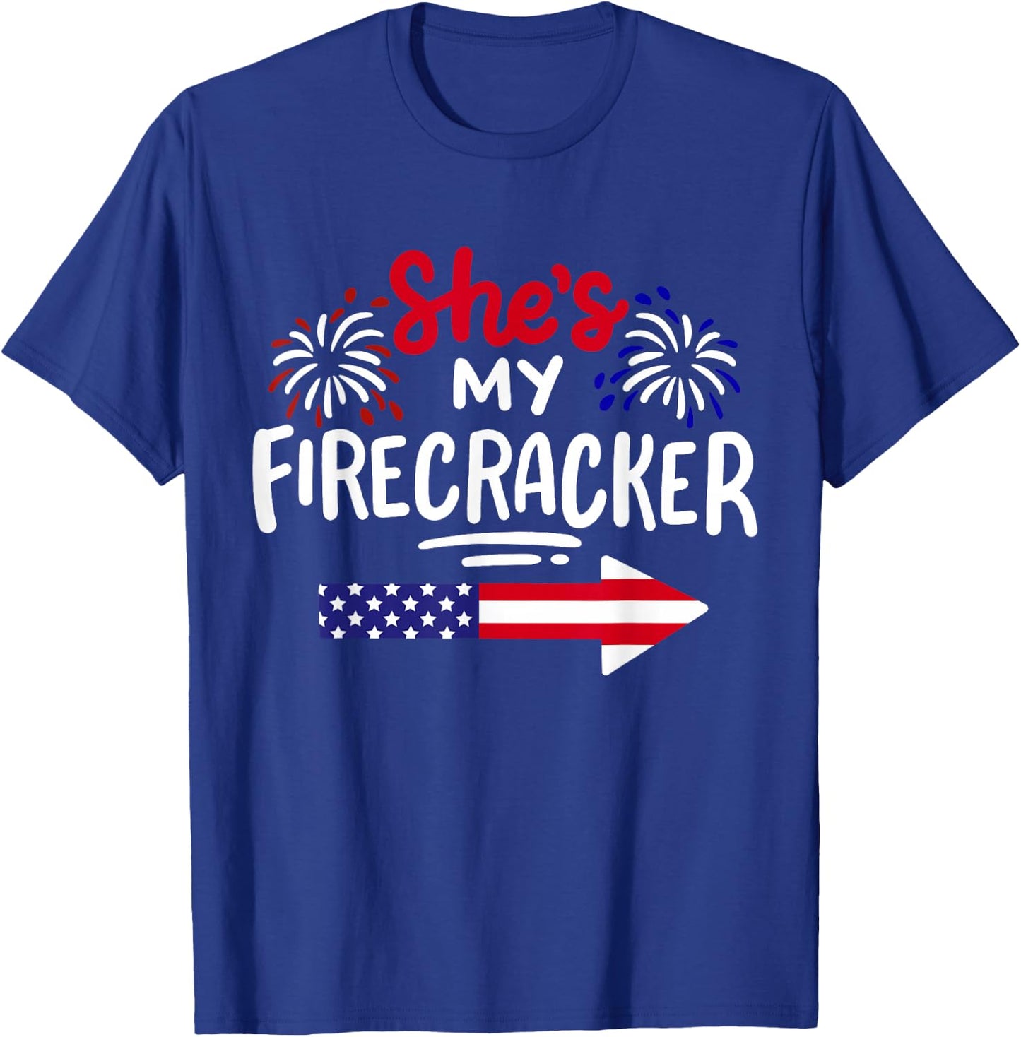 Funny 4th Of July She's My Firecracker Matching Couple Men T-Shirt - T-Shirt | Royal