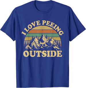 Retro I Love Peeing Outside Camping Hiking Camper Men Women T-Shirt - T-Shirt | Royal